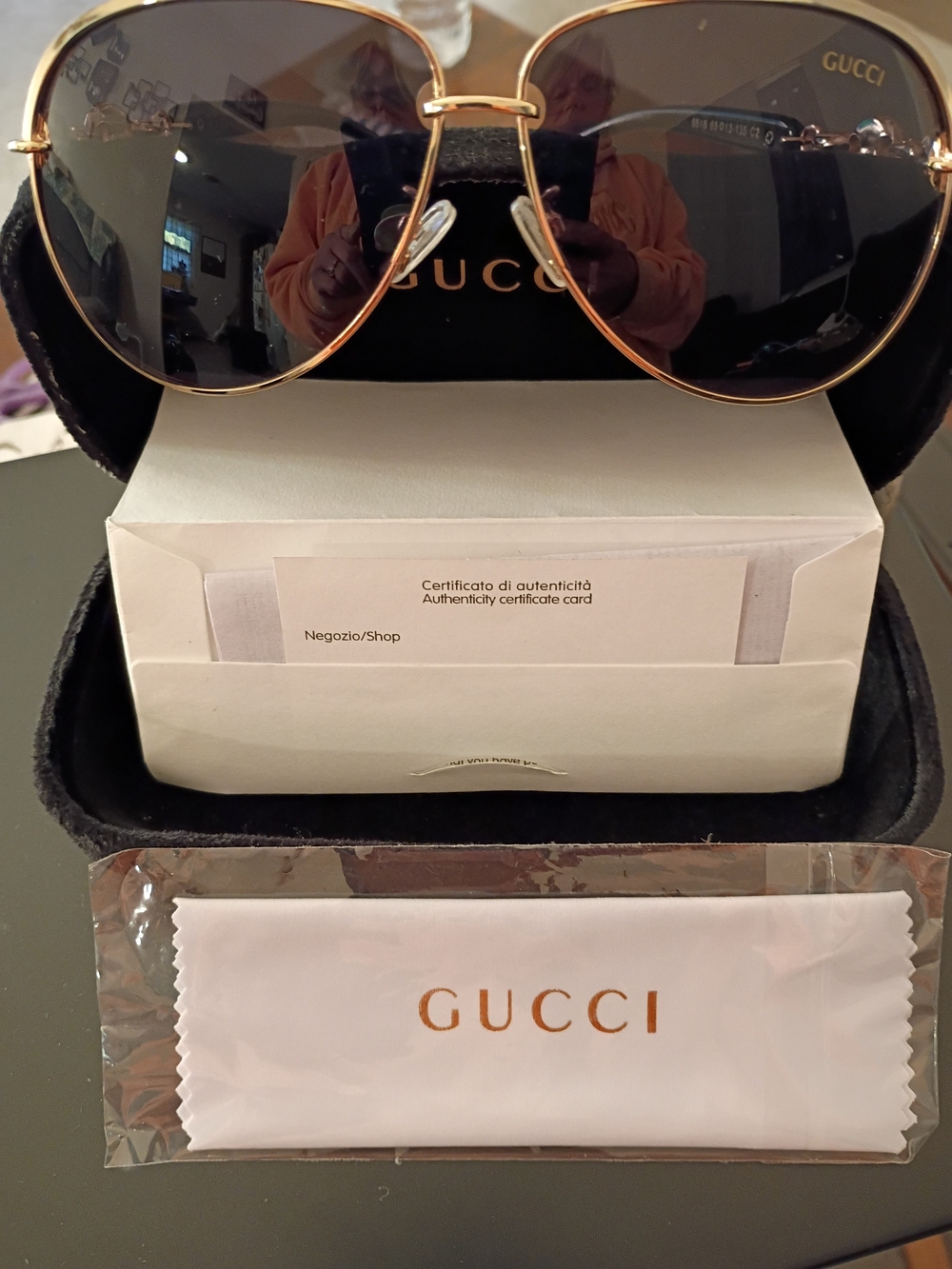 Gucci Aviator Sunglasses in Gold Frame with Dark Lenses